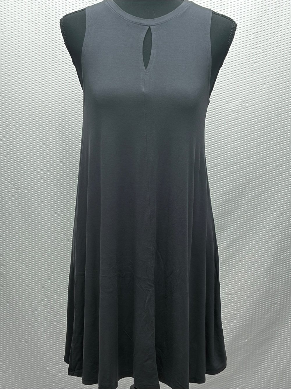 Double Zero Navy Blue / Gray Keyhole Dress Sz S Rayon Stretch Tank Mini